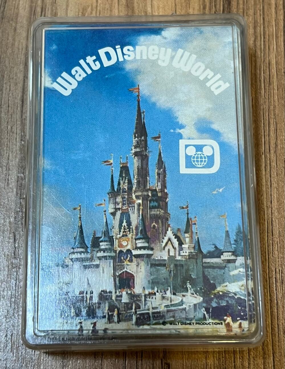 1970s Walt Disney World Playing Card 55-Card Deck Gold Edge Plastic Case Vintage